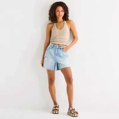 Arizona Womens Mid Rise Juniors Denim Short