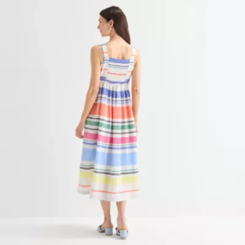 St. John's Bay Womens Sleeveless Striped Midi Sundress
