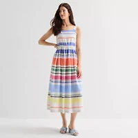 St. John's Bay Womens Sleeveless Striped Midi Sundress
