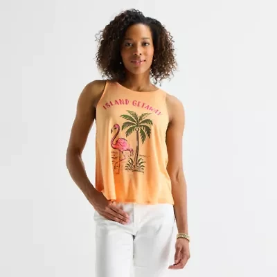 St. John's Bay Womens Round Neck Sleeveless Tank Top