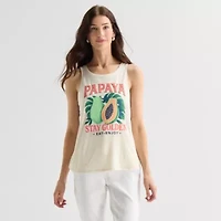 St. John's Bay Womens Round Neck Sleeveless Tank Top