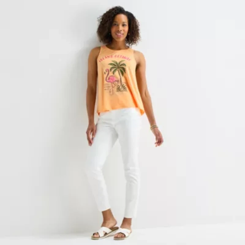 St. John's Bay Womens Round Neck Sleeveless Tank Top