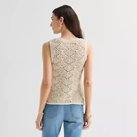 St. John's Bay Womens Crew Neck Sleeveless Pullover Sweater