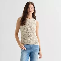 St. John's Bay Womens Crew Neck Sleeveless Pullover Sweater