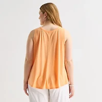 St. John's Bay Womens Plus Round Neck Sleeveless Tank Top