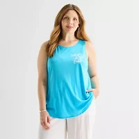 St. John's Bay Womens Plus Round Neck Sleeveless Tank Top