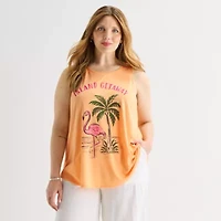 St. John's Bay Womens Plus Round Neck Sleeveless Tank Top