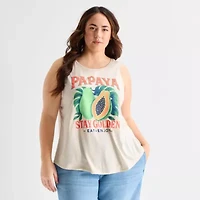 St. John's Bay Womens Plus Round Neck Sleeveless Tank Top