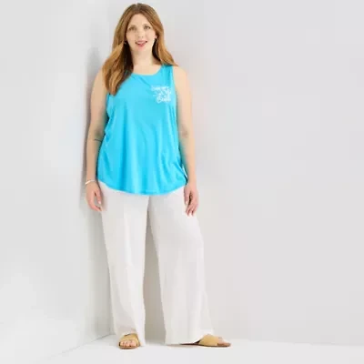 St. John's Bay Womens Plus Round Neck Sleeveless Tank Top