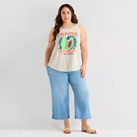 St. John's Bay Womens Plus Round Neck Sleeveless Tank Top