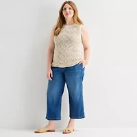 St. John's Bay Plus Womens Crew Neck Sleeveless Pullover Sweater