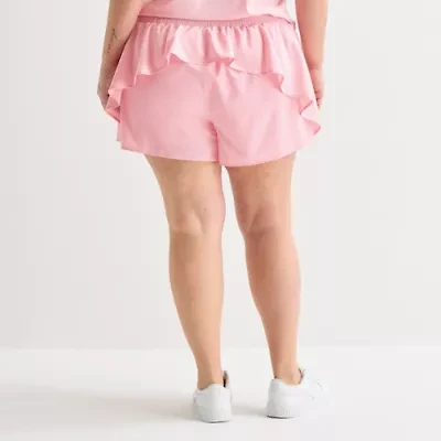 Xersion Ruffle Womens 3 1/4" Mid Rise Plus Running Short