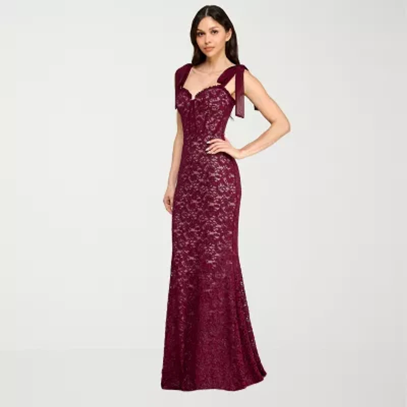 City Triangle Womens Juniors Glitter Lace Bodycon Dress