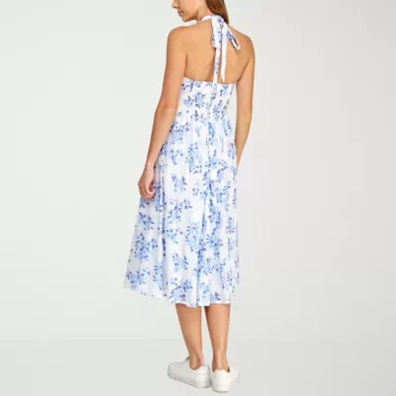 B. Smart Womens Juniors Sleeveless Floral Midi Fit + Flare Dress