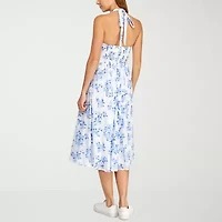 B. Smart Womens Juniors Sleeveless Floral Midi Fit + Flare Dress