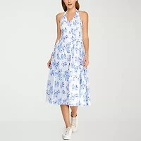 B. Smart Womens Juniors Sleeveless Floral Midi Fit + Flare Dress