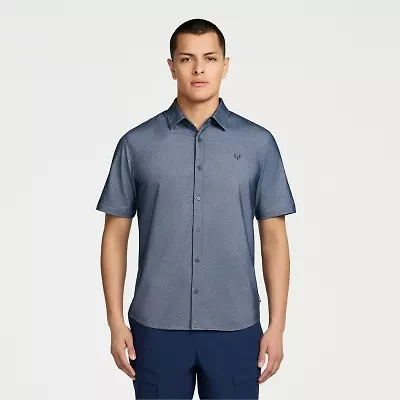 MESSI Collection Mens Short Sleeve Regular Fit Button-Down Shirt