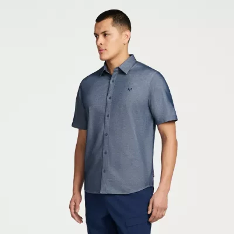 MESSI Collection Mens Short Sleeve Regular Fit Button-Down Shirt