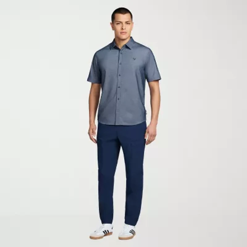 MESSI Collection Mens Short Sleeve Regular Fit Button-Down Shirt