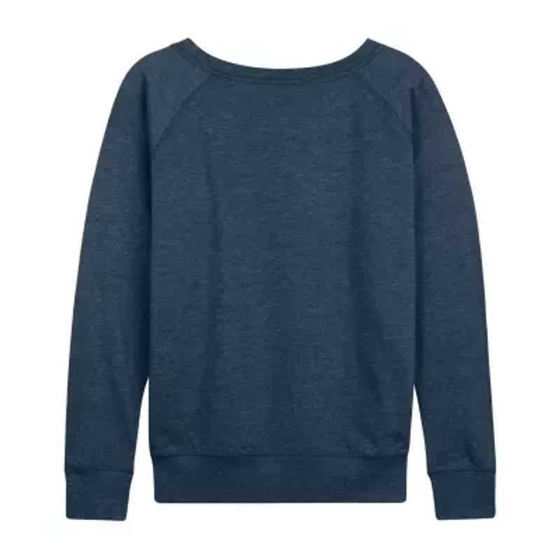 Candy Heart Grid Womens Boat Neck Long Sleeve Classic Fit Peanuts Graphic T-Shirt