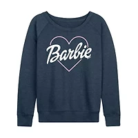 Barbie Logo Heart Womens Boat Neck Long Sleeve Classic Fit Graphic T-Shirt