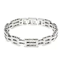 Mens Stainless Steel Chain Bracelet with Lock Extender
