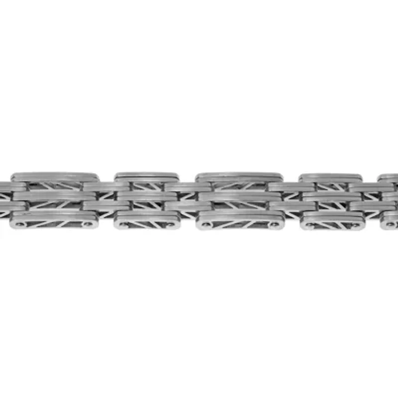 Mens Stainless Steel Chain Bracelet with Lock Extender