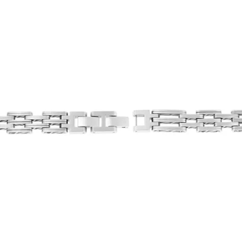 Mens Stainless Steel Chain Bracelet with Lock Extender