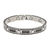 Mens Stainless Steel and Carbon Fiber Chain Bracelet