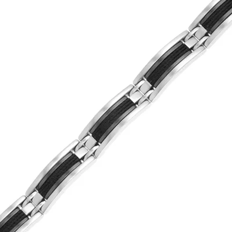 Mens Stainless Steel Chain and Ceramic Link Bracelet