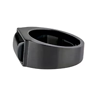 Mens Black Agate Stainless Steel Band Ring