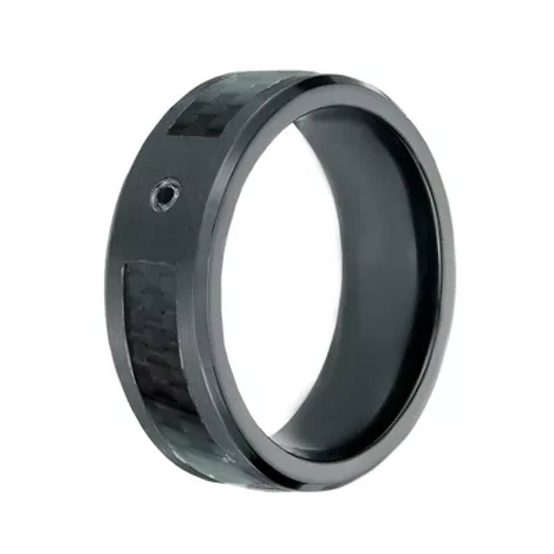 Mens Diamond Accent Black Zirconium Band Ring