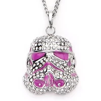 Star Wars® Cubic Zirconia Stainless Steel Stormtrooper Pendant Necklace