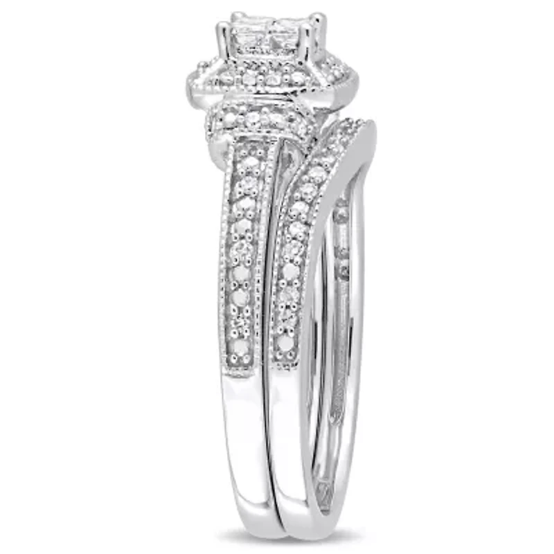 Womens 1/ CT. T.W. Natural White Diamond 10K Gold Bridal Set