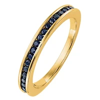 Modern Bride Gemstone Womens 2.5MM Genuine Blue Sapphire 14K Gold Round Wedding Band