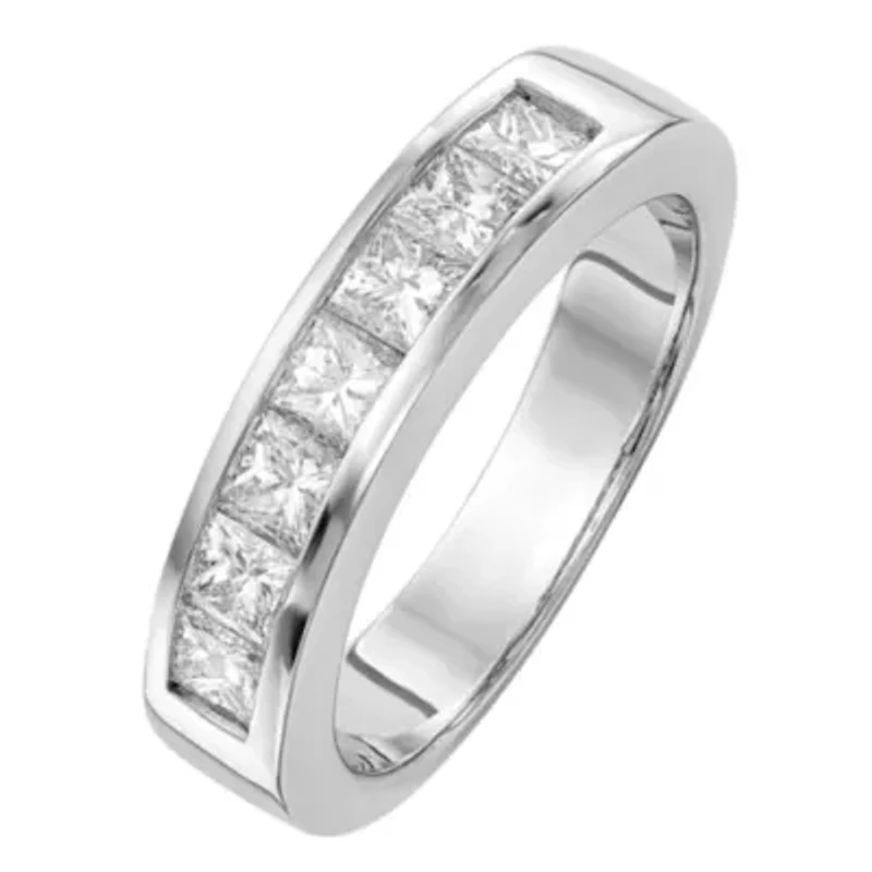 Womens 3MM 3/4 CT. T.W. Natural White Diamond 14K White Gold Wedding Band