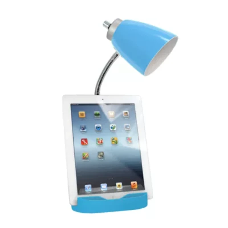 Limelights Gooseneck Organizer Desk Lamp with iPad Tablet Stand Book Holder and Charging Outlet