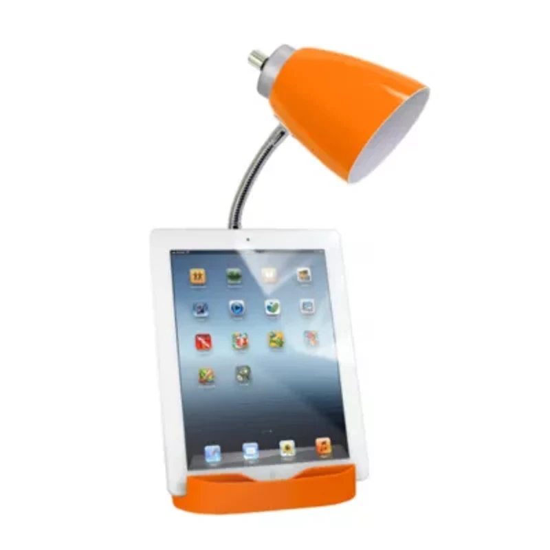 Limelights Gooseneck Organizer Desk Lamp with iPad Tablet Stand Book Holder and Charging Outlet