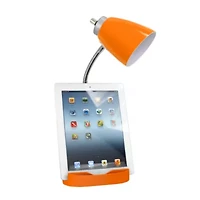 Limelights Gooseneck Organizer Desk Lamp with iPad Tablet Stand Book Holder and Charging Outlet