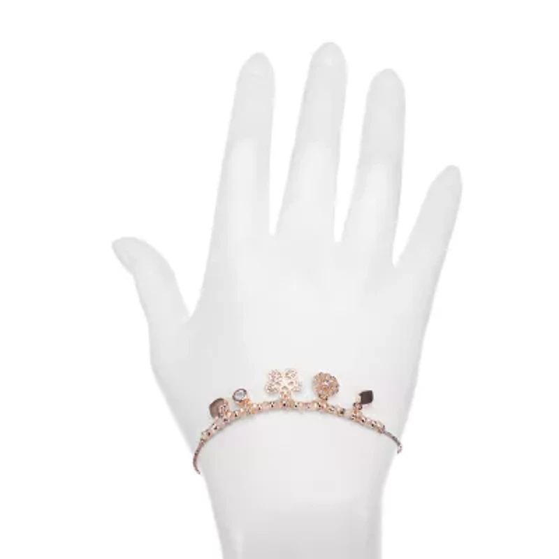 Bijoux Bar Delicates Rose Tone Womens Flower Charm Bracelet
