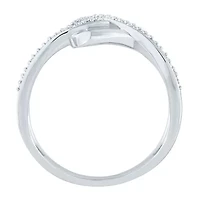 Womens 1/8 CT. T.W. Natural White Diamond Sterling Silver Bypass  Promise Ring