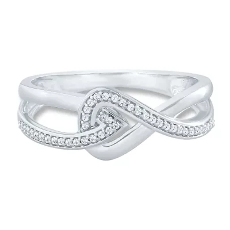 Womens 1/8 CT. T.W. Natural White Diamond Sterling Silver Bypass  Promise Ring