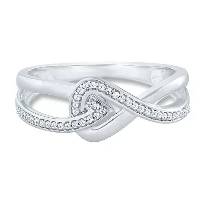 Womens 1/8 CT. T.W. Natural White Diamond Sterling Silver Bypass  Promise Ring