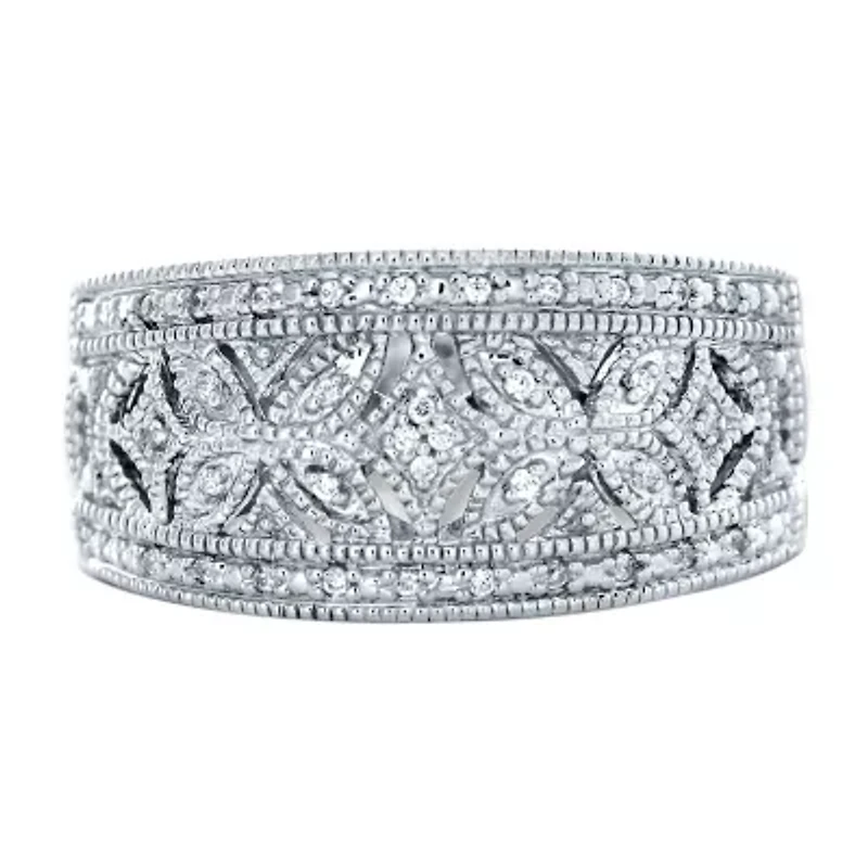 Womens 1/10 CT. T.W. Natural White Diamond Sterling Silver Promise Ring