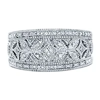 Womens 1/10 CT. T.W. Natural White Diamond Sterling Silver Promise Ring