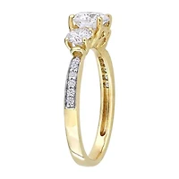 Womens 3/ CT. T.W. Lab Created White Moissanite 10K Gold 3-Stone Engagement Ring