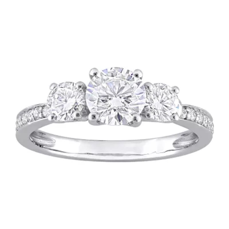 Womens 1 3/8 CT. T.W. Lab Created White Moissanite 10K Gold 3-Stone Engagement Ring
