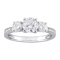 Womens 1 3/8 CT. T.W. Lab Created White Moissanite 10K Gold 3-Stone Engagement Ring
