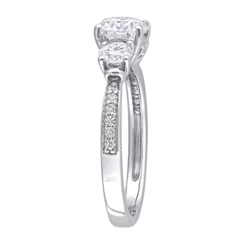 Womens 1 3/8 CT. T.W. Lab Created White Moissanite 10K Gold 3-Stone Engagement Ring