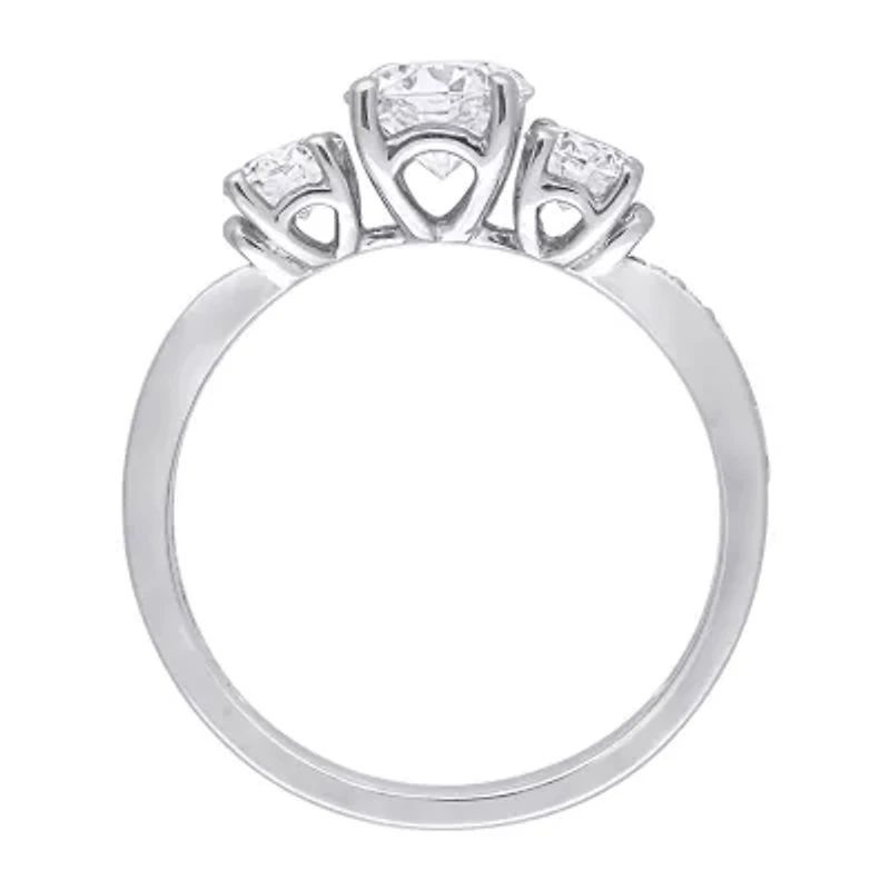 Womens 1 3/8 CT. T.W. Lab Created White Moissanite 10K Gold 3-Stone Engagement Ring